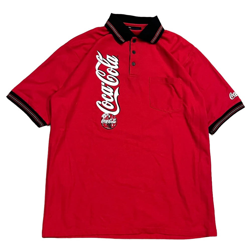 Vintage 1990s Coca-Cola Coke Polo Shirt Men's XL Red Pocket Work Uniform